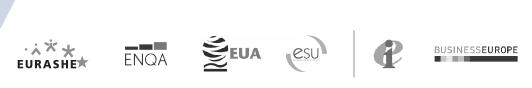 Logos of EURASHE, ENQA, EUA, ESU, Education International and BUSINESSEUROPE